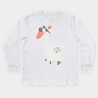 Hipster llama Kids Long Sleeve T-Shirt